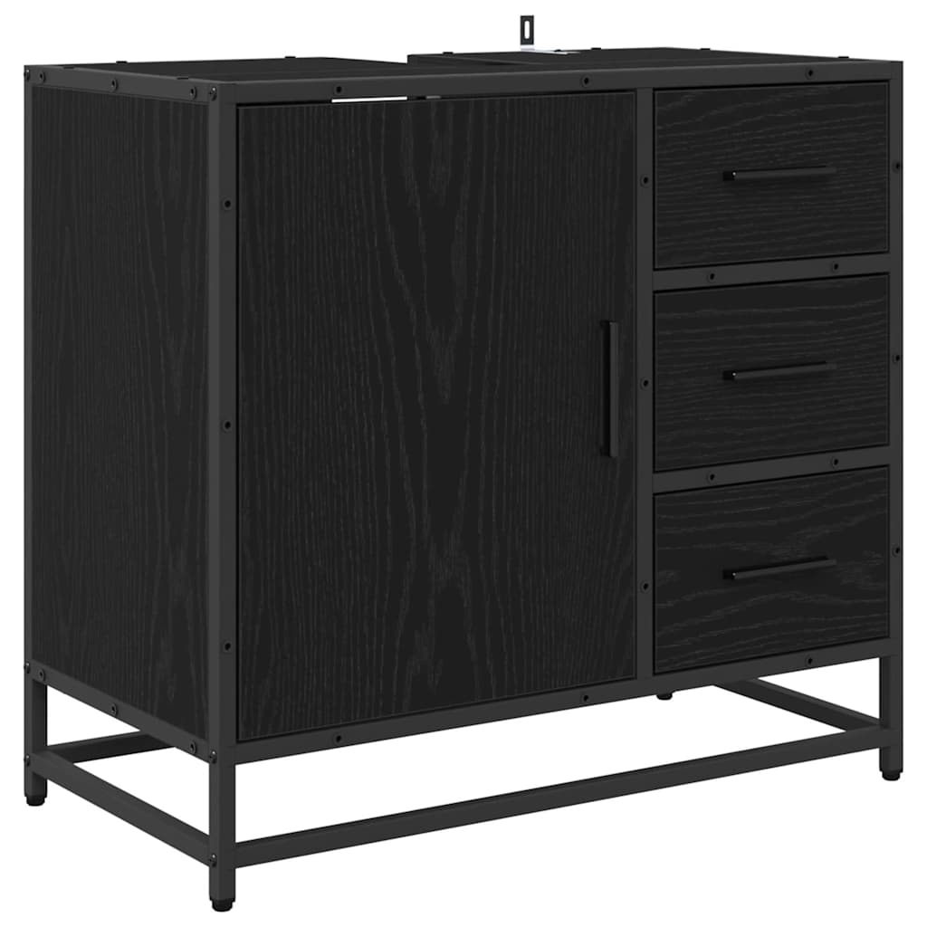 Set namještaja za kupaonicu 4 pcs Crni hrast Konstruirano drvo