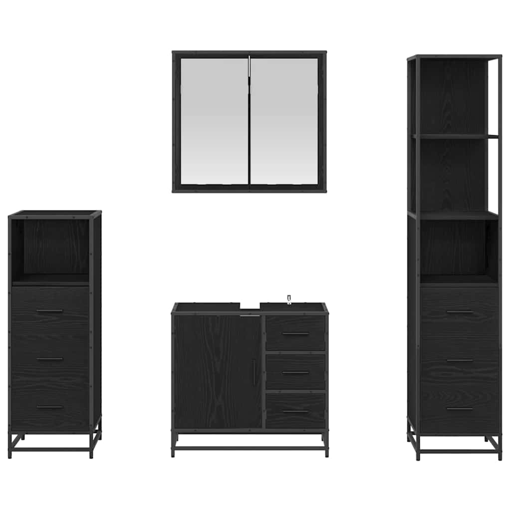Set namještaja za kupaonicu 4 pcs Crni hrast Konstruirano drvo