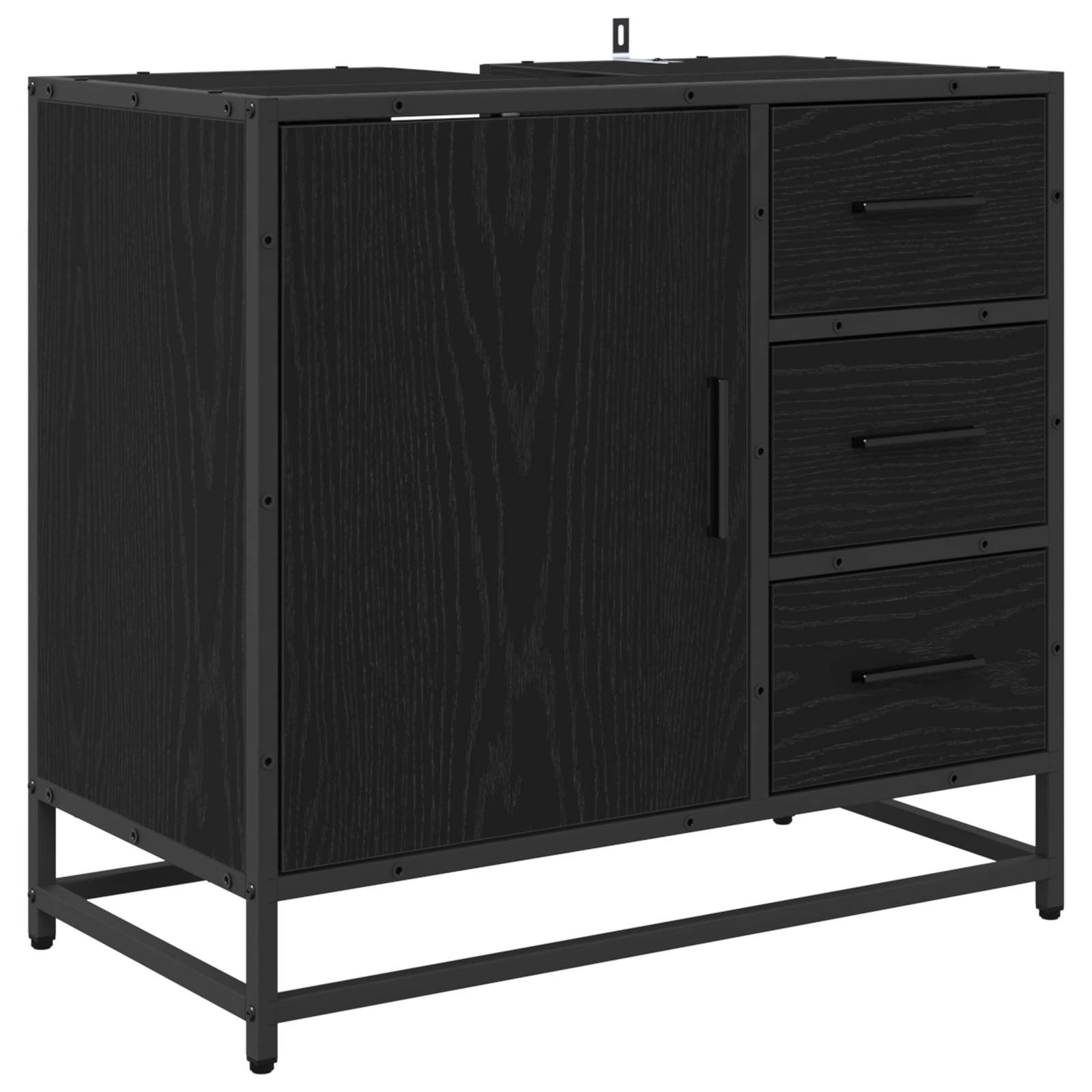 Set namještaja za kupaonicu 3 pcs Crni hrast Konstruirano drvo