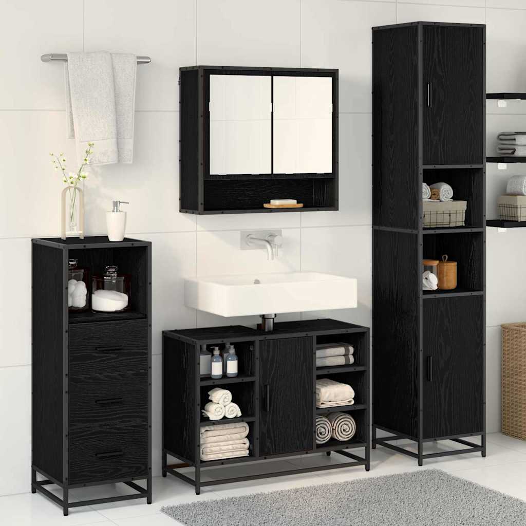 Set namještaja za kupaonicu 3 pcs Crni hrast Konstruirano drvo