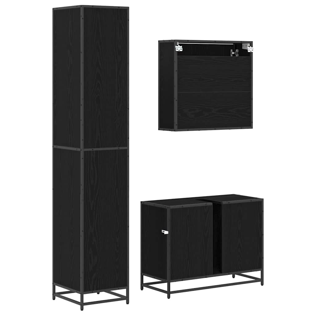 Set namještaja za kupaonicu 3 pcs Crni hrast Konstruirano drvo