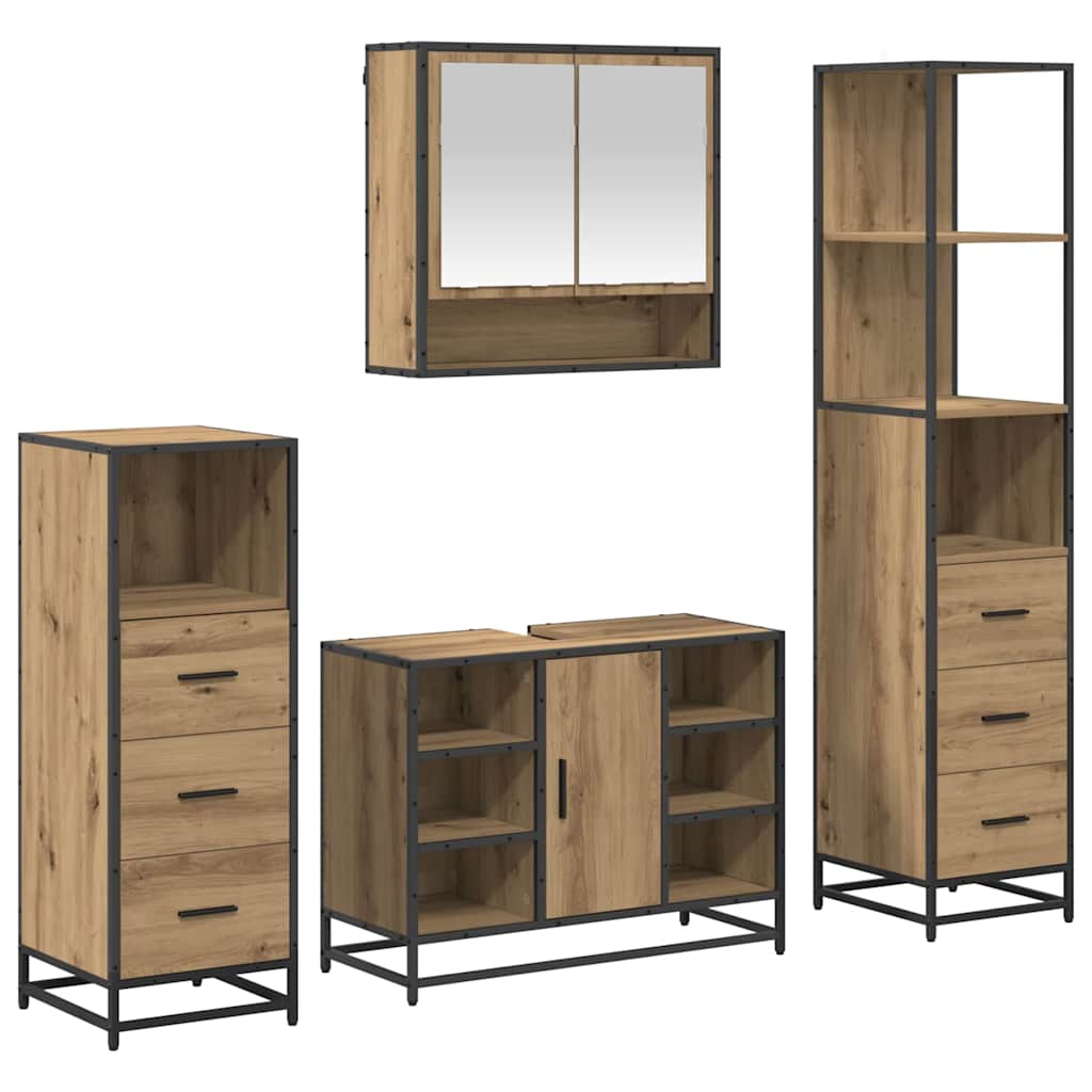 Set namještaja za kupaonicu s ladicama 4 pcs Umjetnički hrast