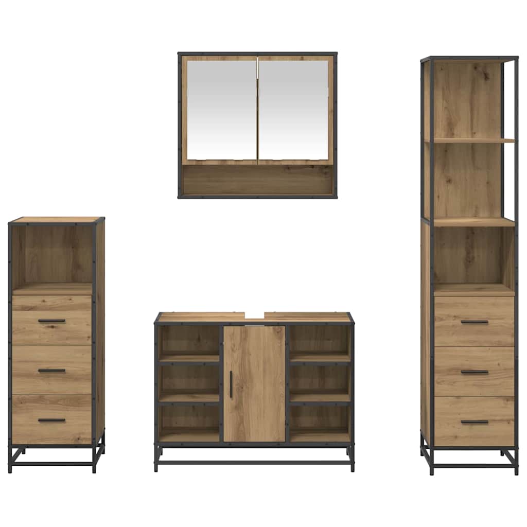 Set namještaja za kupaonicu s ladicama 4 pcs Umjetnički hrast