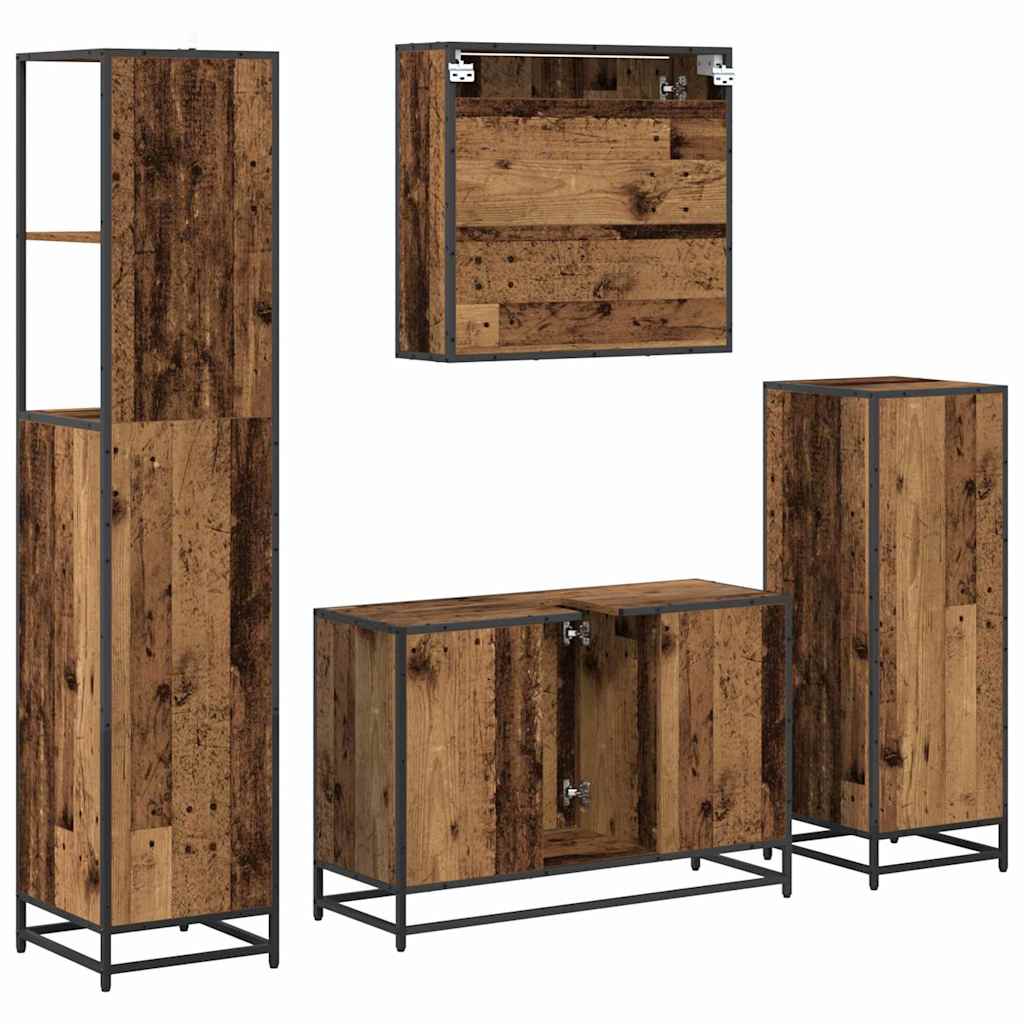 Set namještaja za kupaonicu 4 pcs Staro drvo Konstruirano drvo