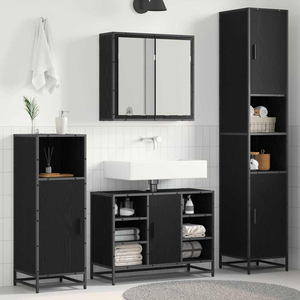 Set namještaja za kupaonicu 4 pcs Crni hrast Konstruirano drvo