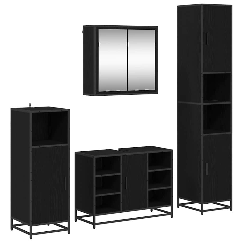 Set namještaja za kupaonicu 4 pcs Crni hrast Konstruirano drvo