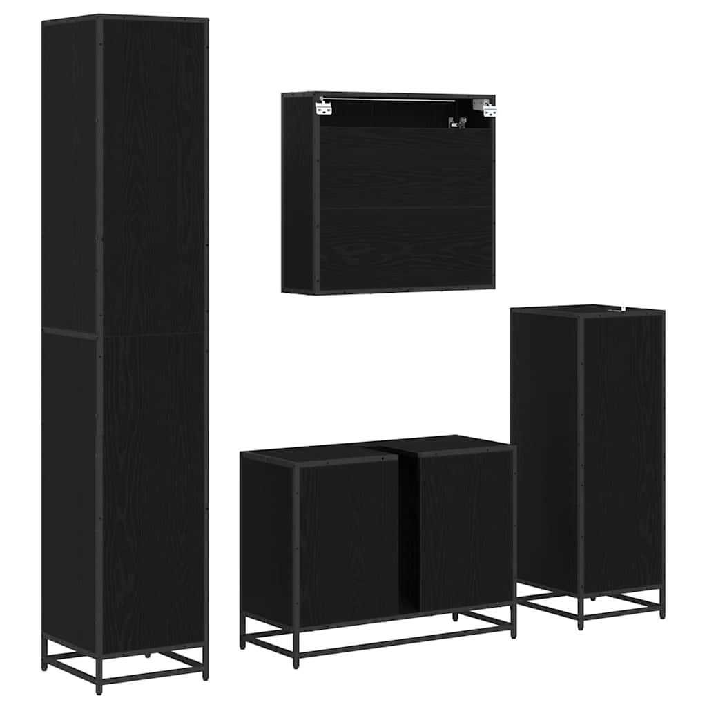 Set namještaja za kupaonicu 4 pcs Crni hrast Konstruirano drvo