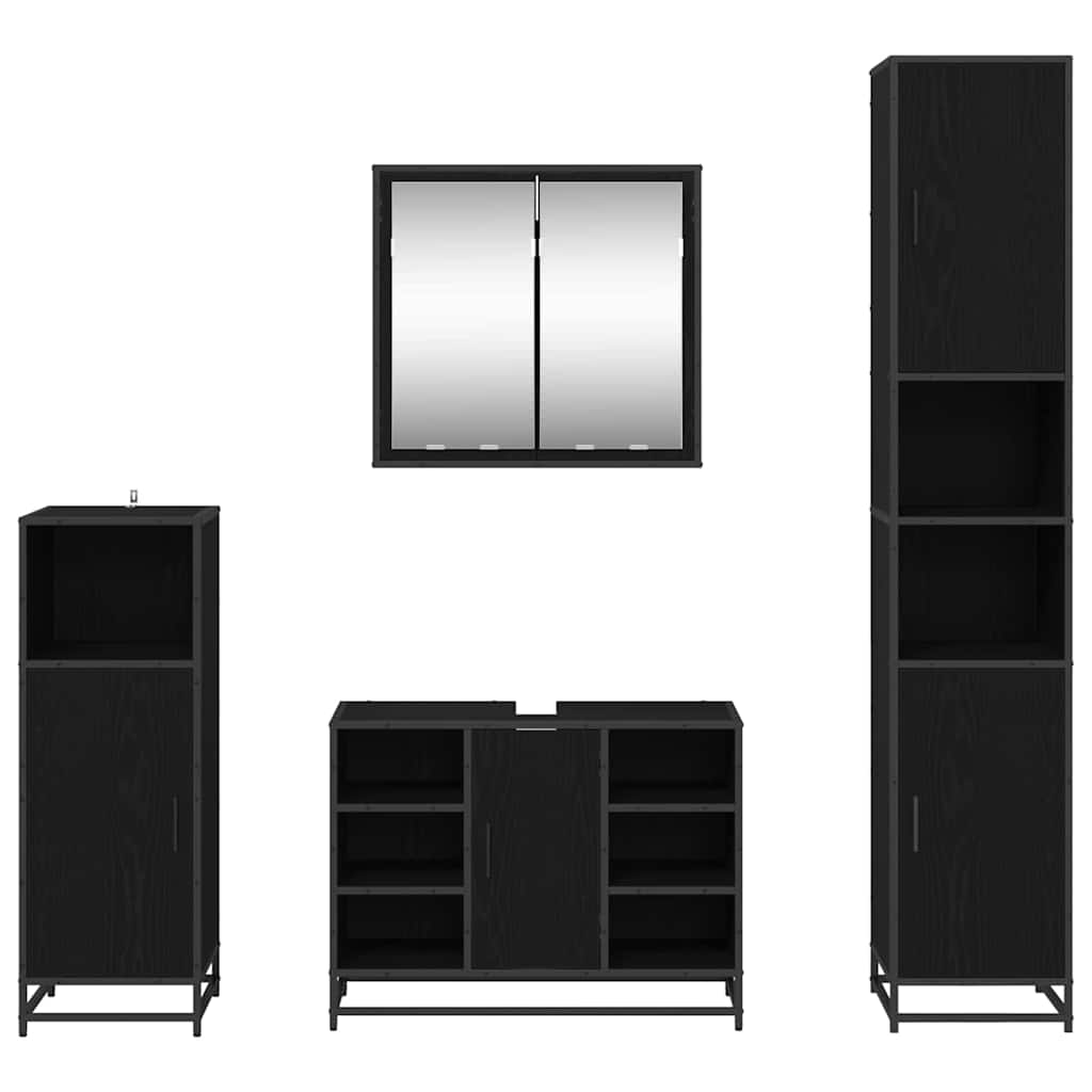 Set namještaja za kupaonicu 4 pcs Crni hrast Konstruirano drvo