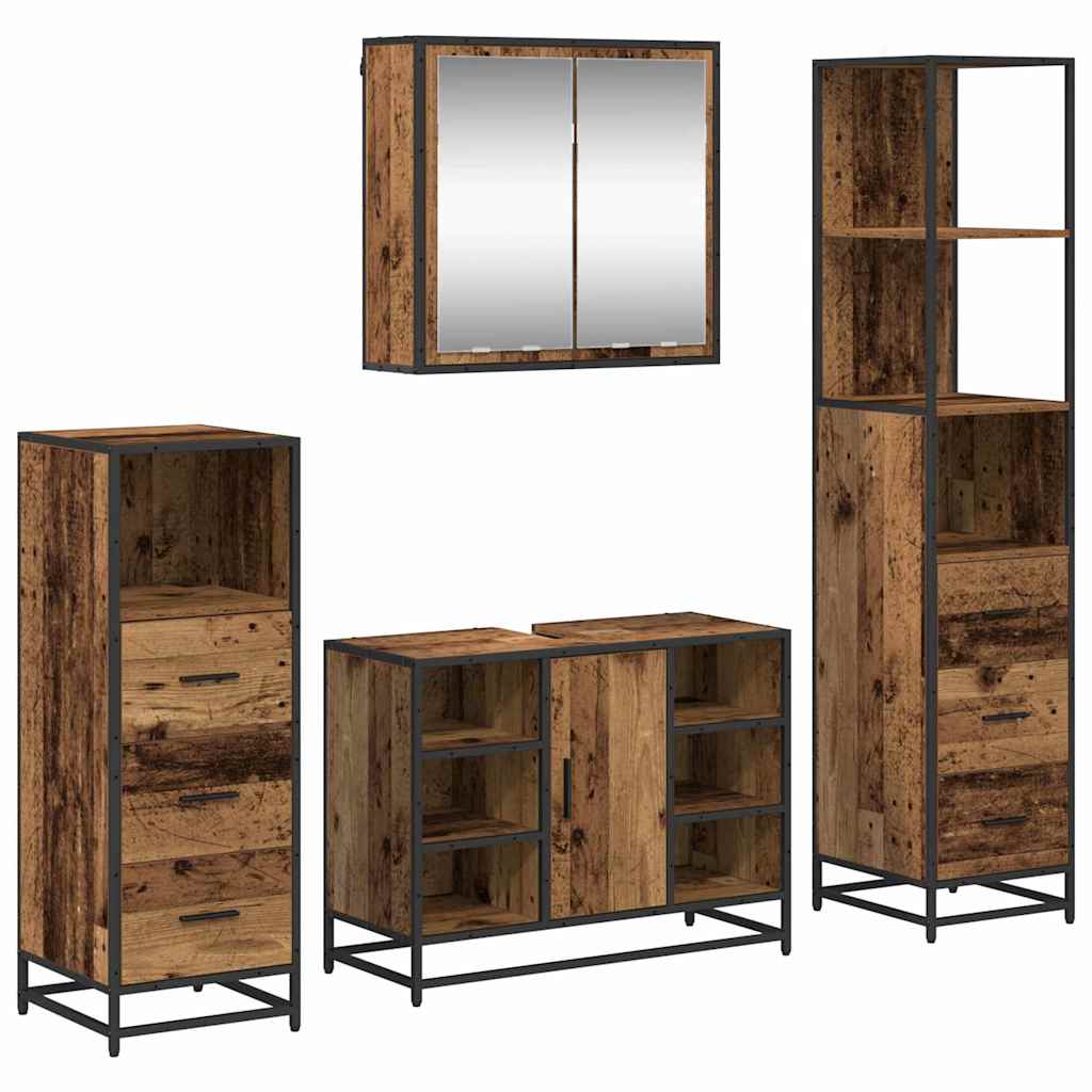 Set namještaja za kupaonicu 4 pcs Staro drvo Konstruirano drvo