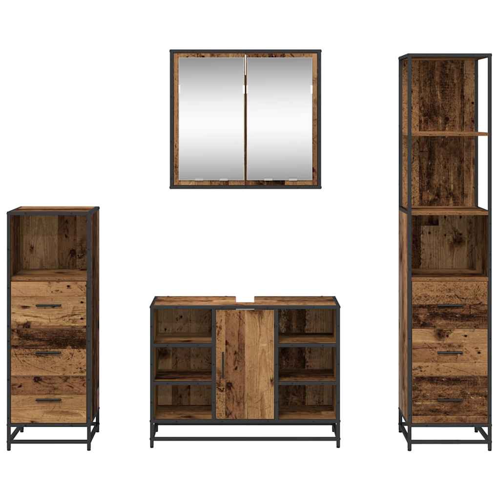 Set namještaja za kupaonicu 4 pcs Staro drvo Konstruirano drvo