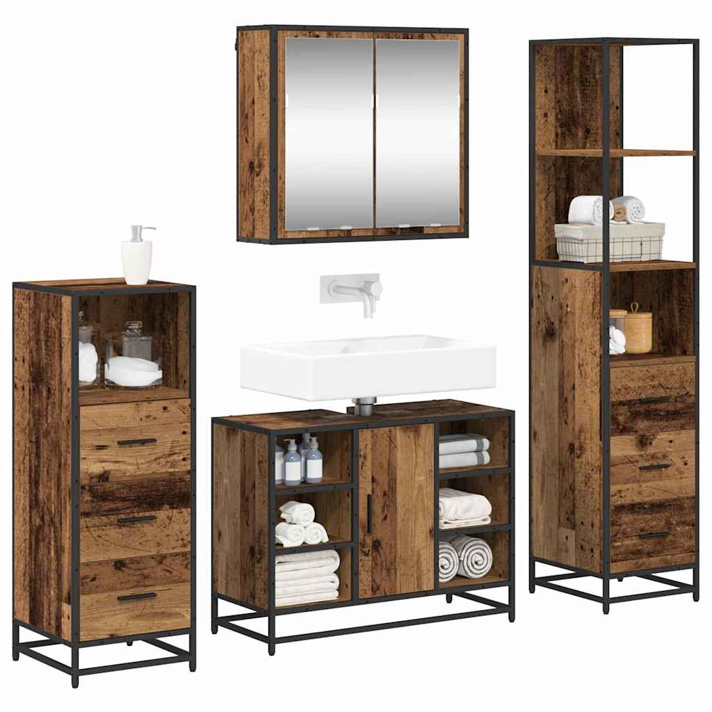 Set namještaja za kupaonicu 4 pcs Staro drvo Konstruirano drvo
