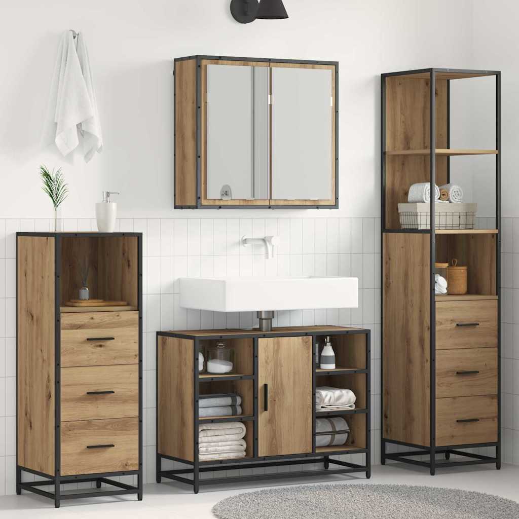 Set namještaja za kupaonicu s ladicama 4 pcs Umjetnički hrast