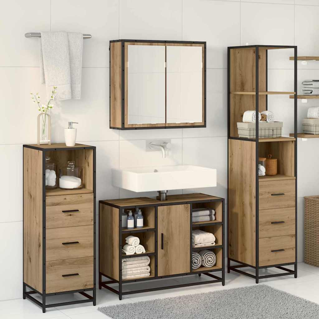 Set namještaja za kupaonicu s ladicama 4 pcs Umjetnički hrast