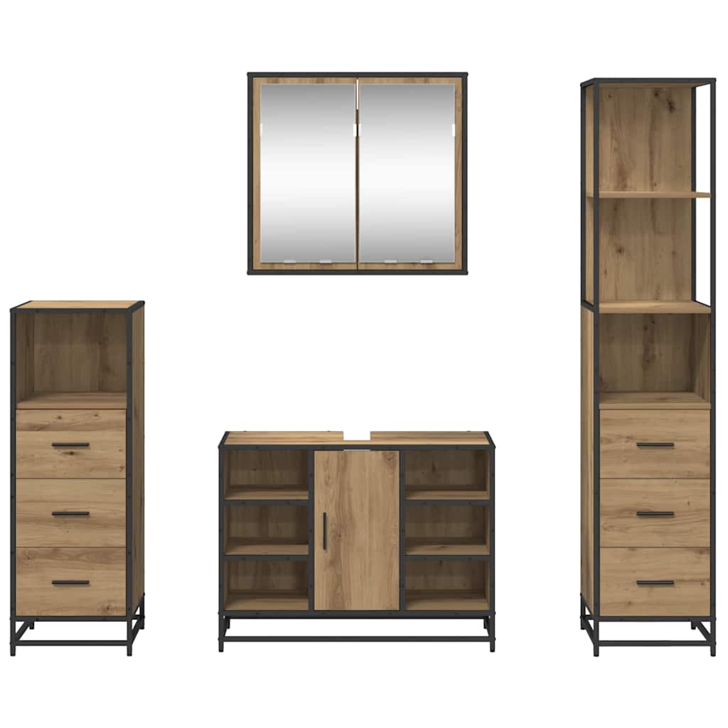 Set namještaja za kupaonicu s ladicama 4 pcs Umjetnički hrast
