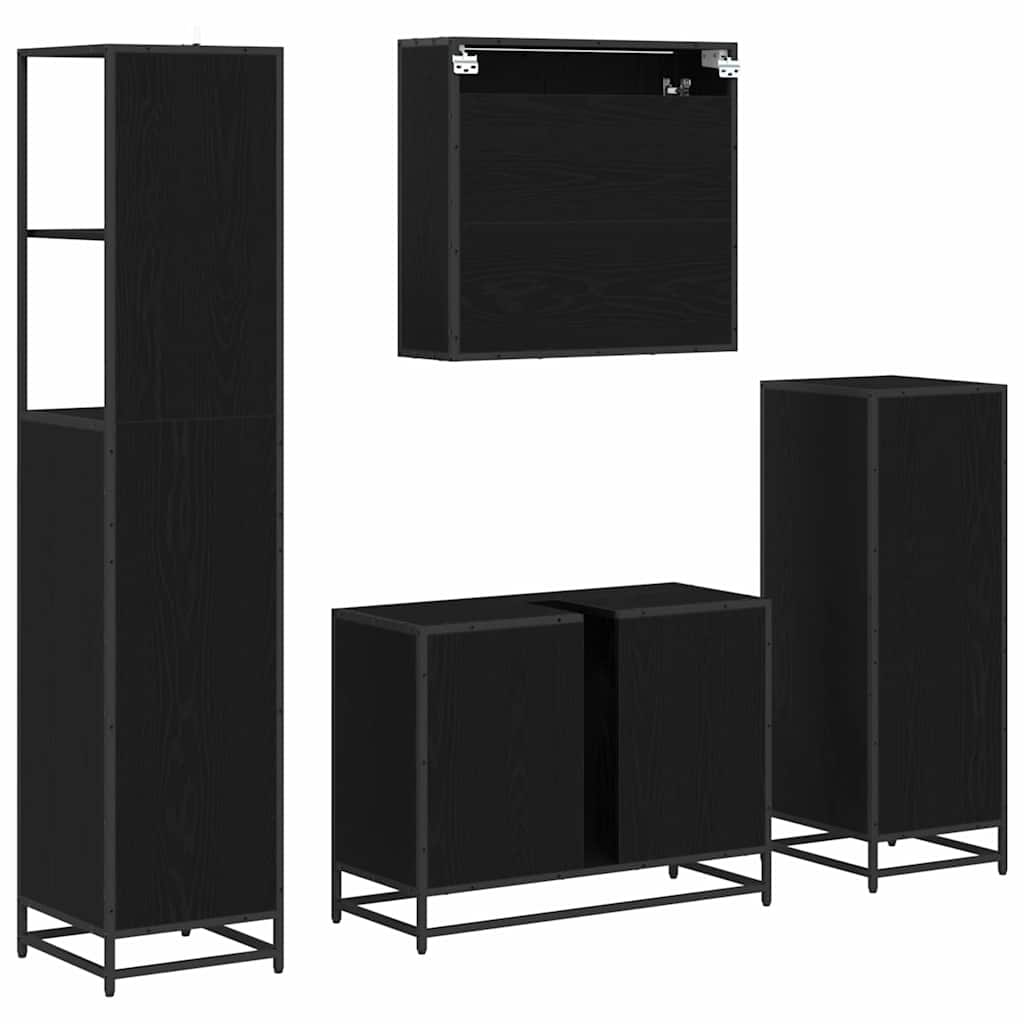 Set namještaja za kupaonicu 4 pcs Crni hrast Konstruirano drvo