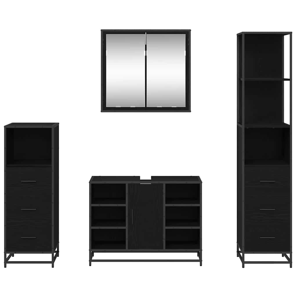 Set namještaja za kupaonicu 4 pcs Crni hrast Konstruirano drvo
