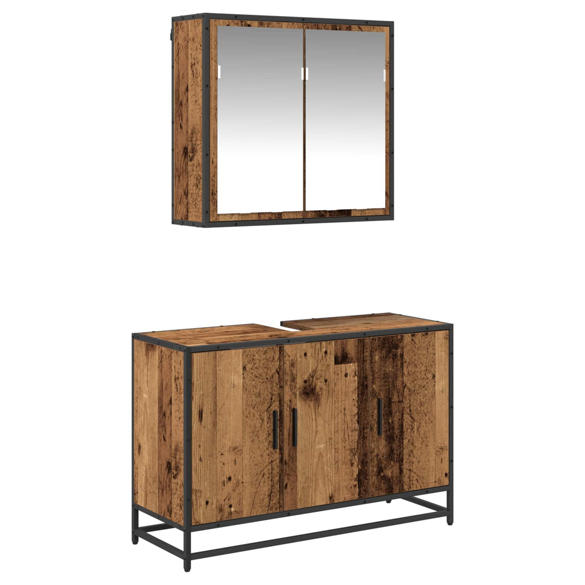 Set namještaja za kupaonicu 2 kom. Staro drvo 90 x 33 x 60 cm