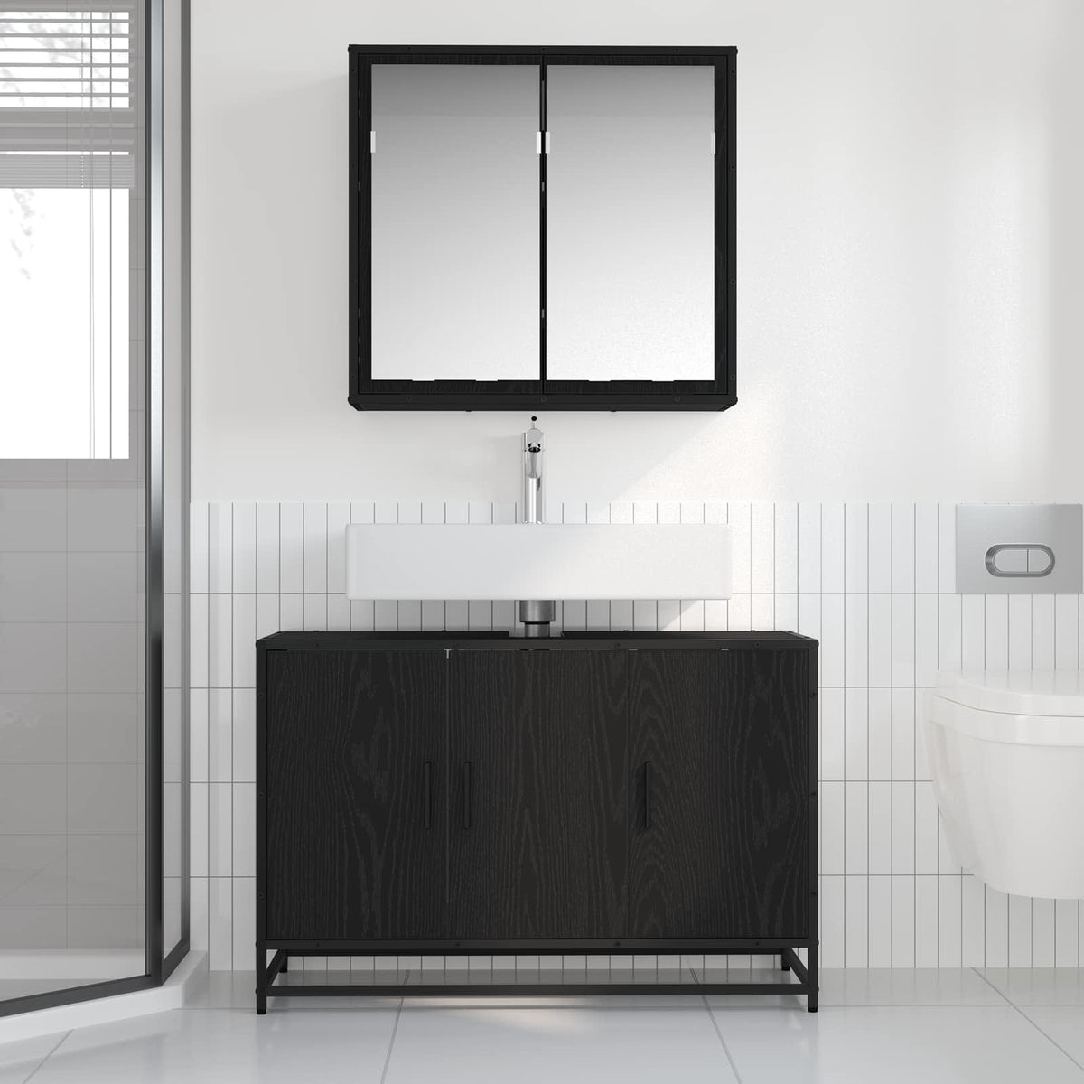 Set namještaja za kupaonicu 2 kom. Crni hrast 90 x 33 x 60 cm
