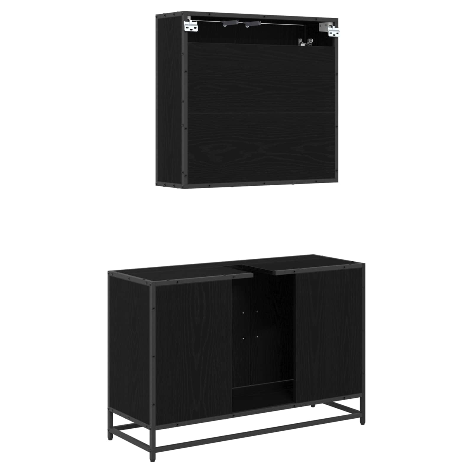 Set namještaja za kupaonicu 2 pcs Crni hrast Konstruirano drvo