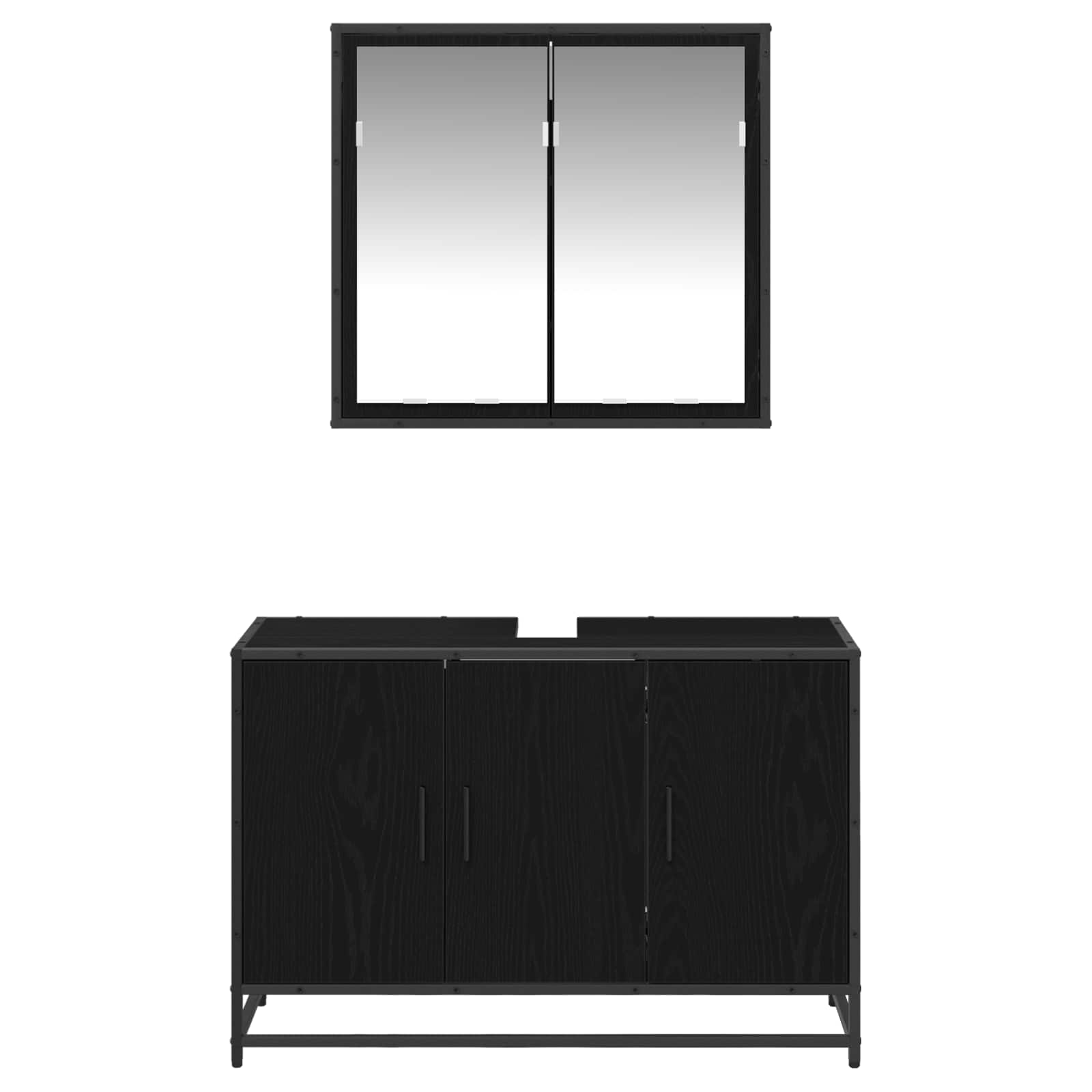 Set namještaja za kupaonicu 2 pcs Crni hrast Konstruirano drvo