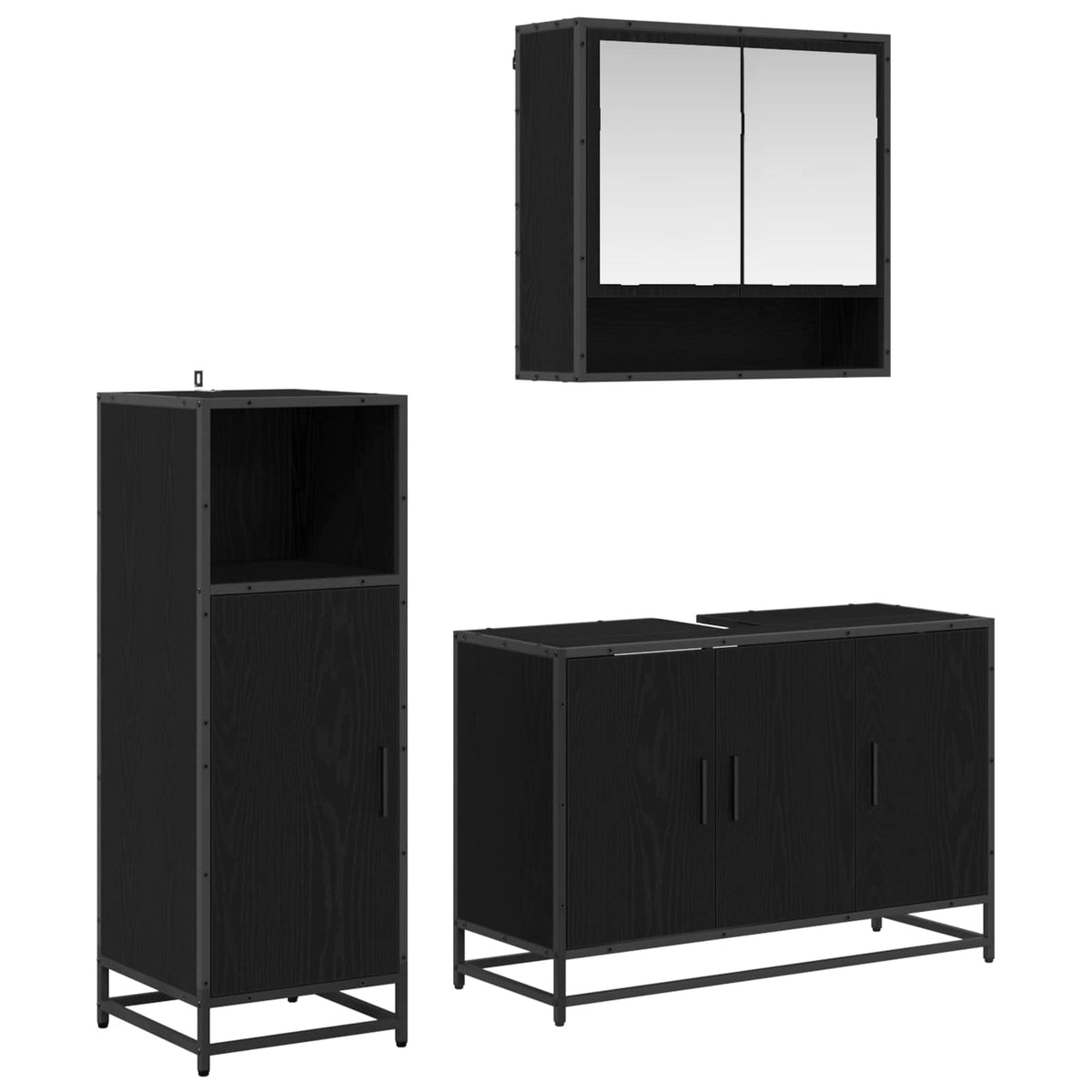 Set namještaja za kupaonicu 3 kom. Crni hrast 90 x 33 x 60 cm