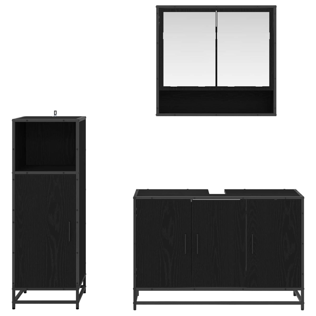 Set namještaja za kupaonicu 3 kom. Crni hrast 90 x 33 x 60 cm