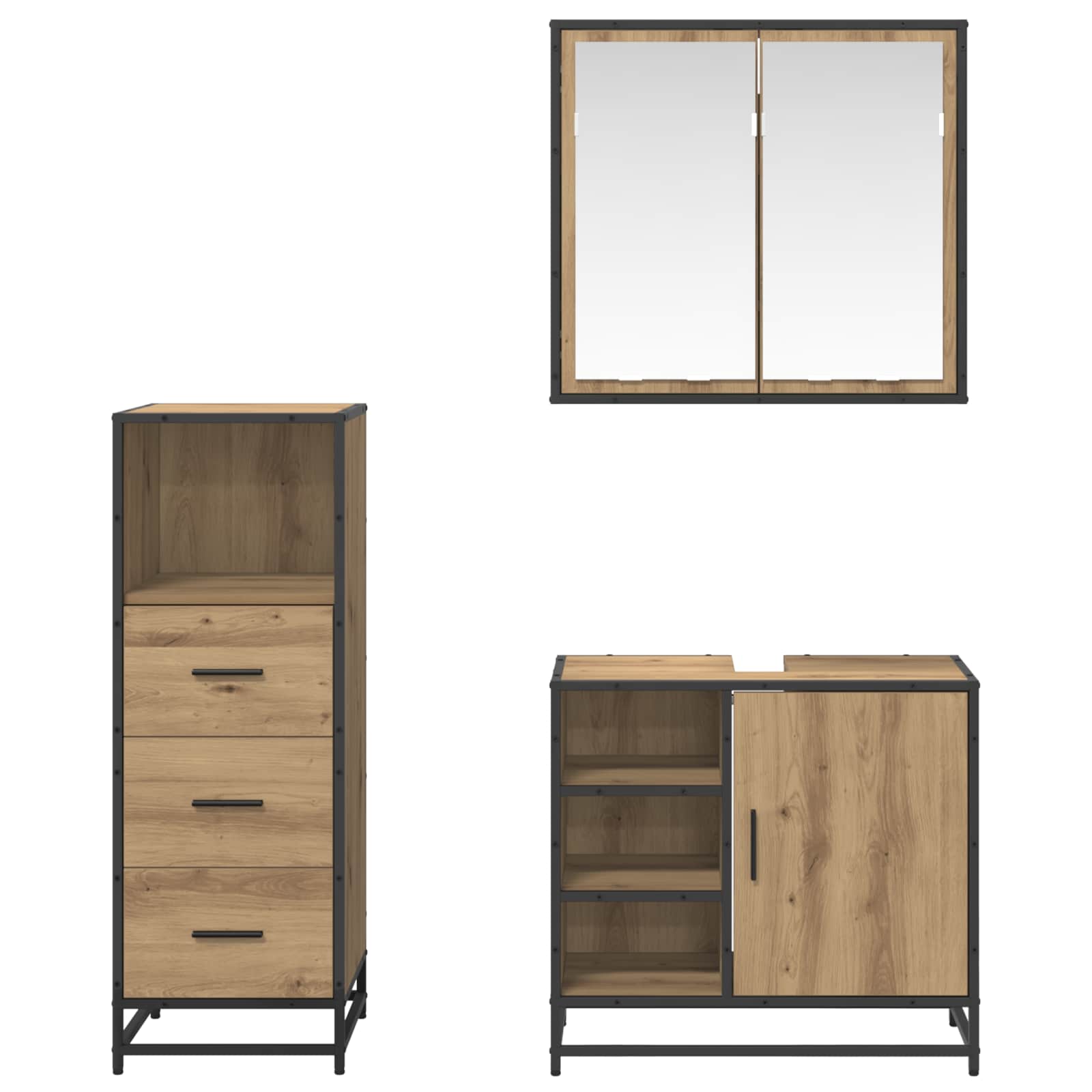 Set namještaja za kupaonicu s ladicama 3 pcs Umjetnički hrast