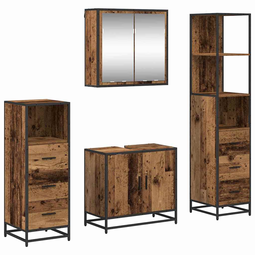 Set namještaja za kupaonicu 4 pcs Staro drvo Konstruirano drvo