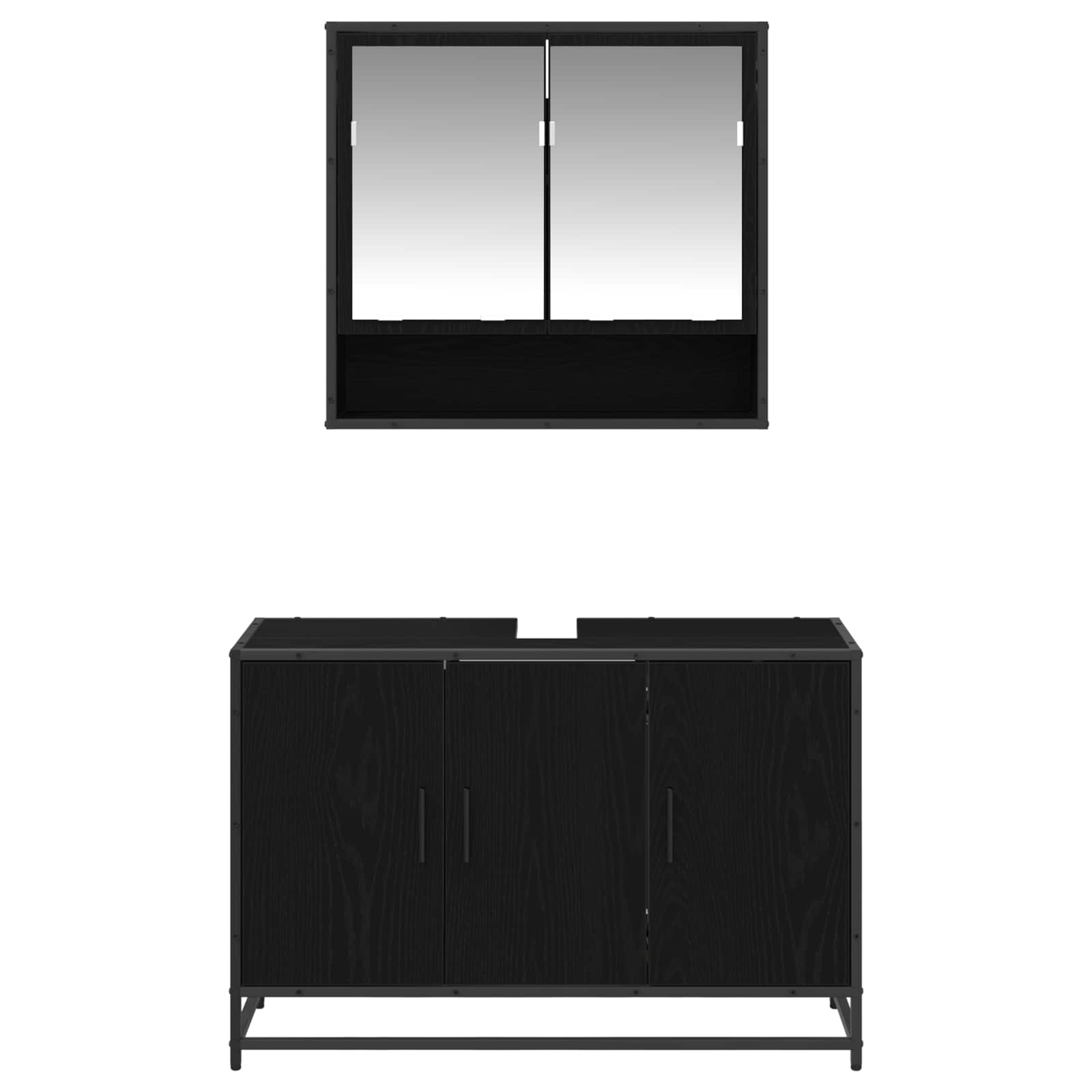 Set namještaja za kupaonicu 2 pcs Crni hrast Konstruirano drvo