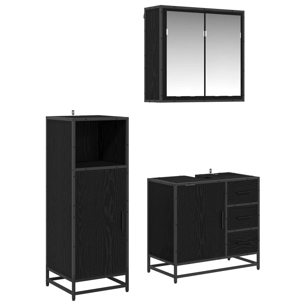 Set namještaja za kupaonicu 3 kom. Crni hrast 65 x 33 x 60 cm