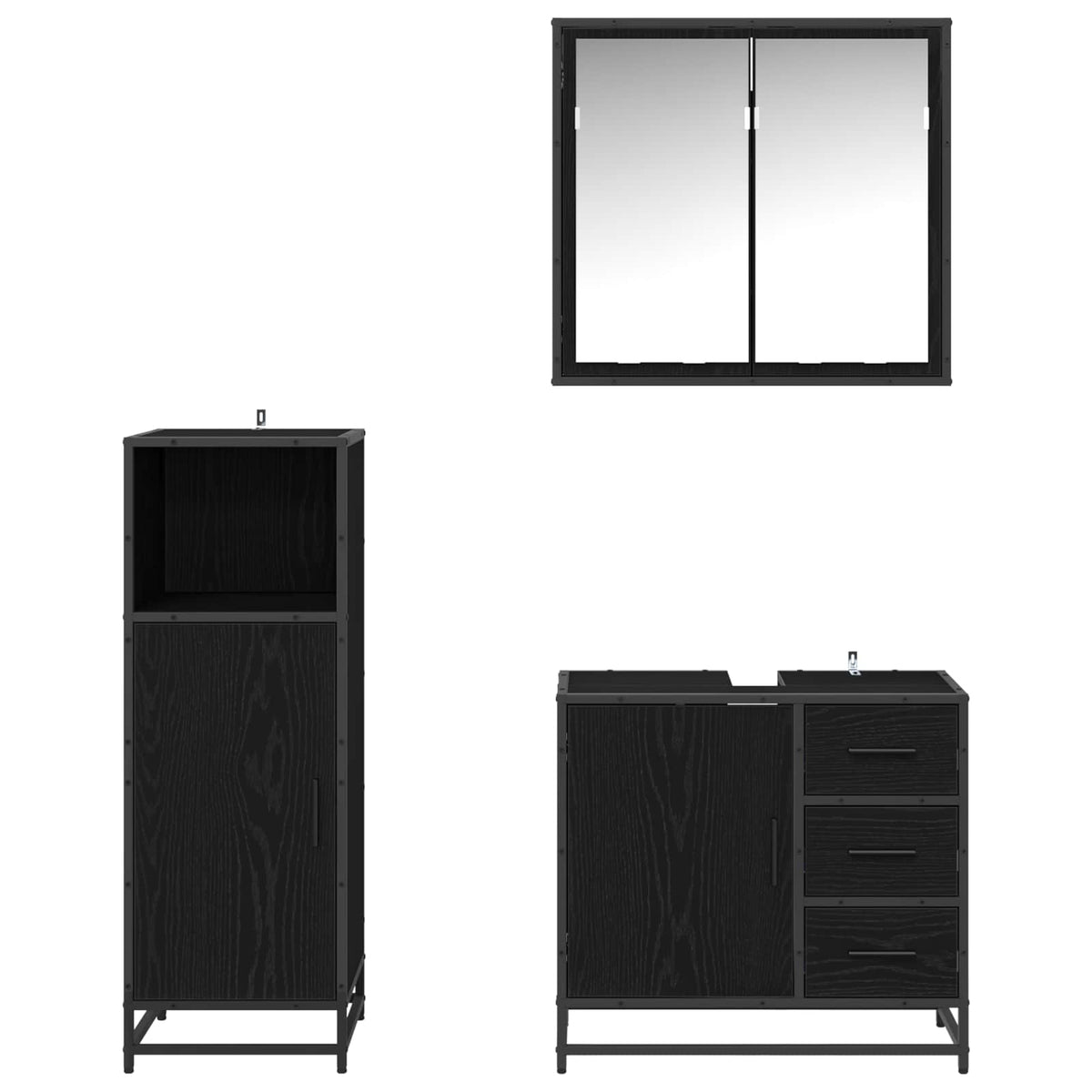 Set namještaja za kupaonicu 3 kom. Crni hrast 65 x 33 x 60 cm