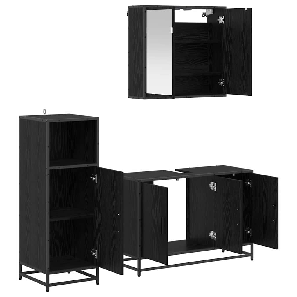 Set namještaja za kupaonicu 3 kom. Crni hrast 90 x 33 x 60 cm