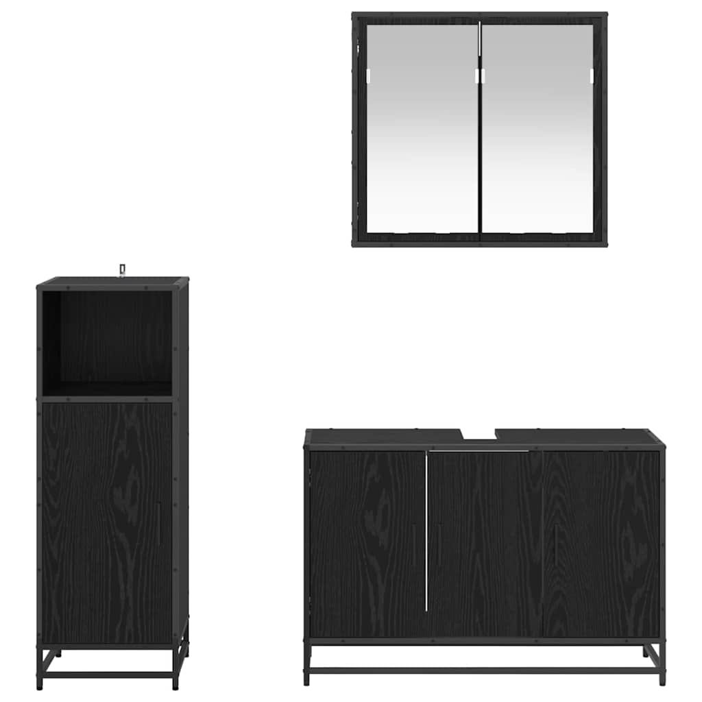 Set namještaja za kupaonicu 3 kom. Crni hrast 90 x 33 x 60 cm