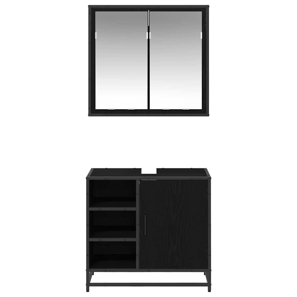 Set namještaja za kupaonicu 2 pcs Crni hrast Konstruirano drvo