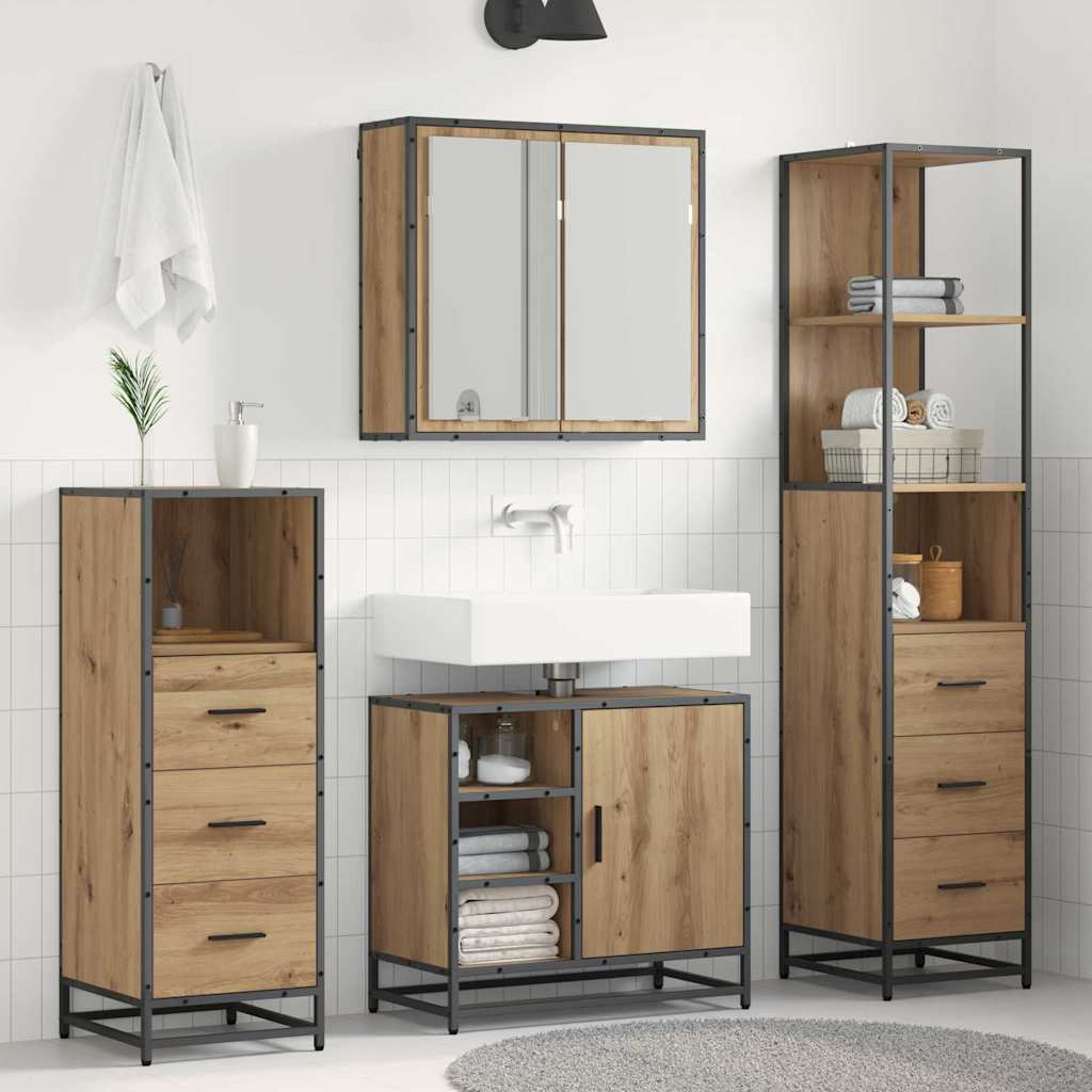 Set namještaja za kupaonicu s ladicama 3 pcs Umjetnički hrast