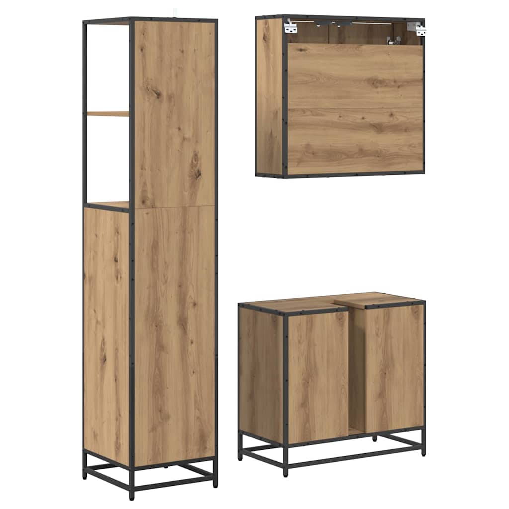 Set namještaja za kupaonicu s ladicama 3 pcs Umjetnički hrast