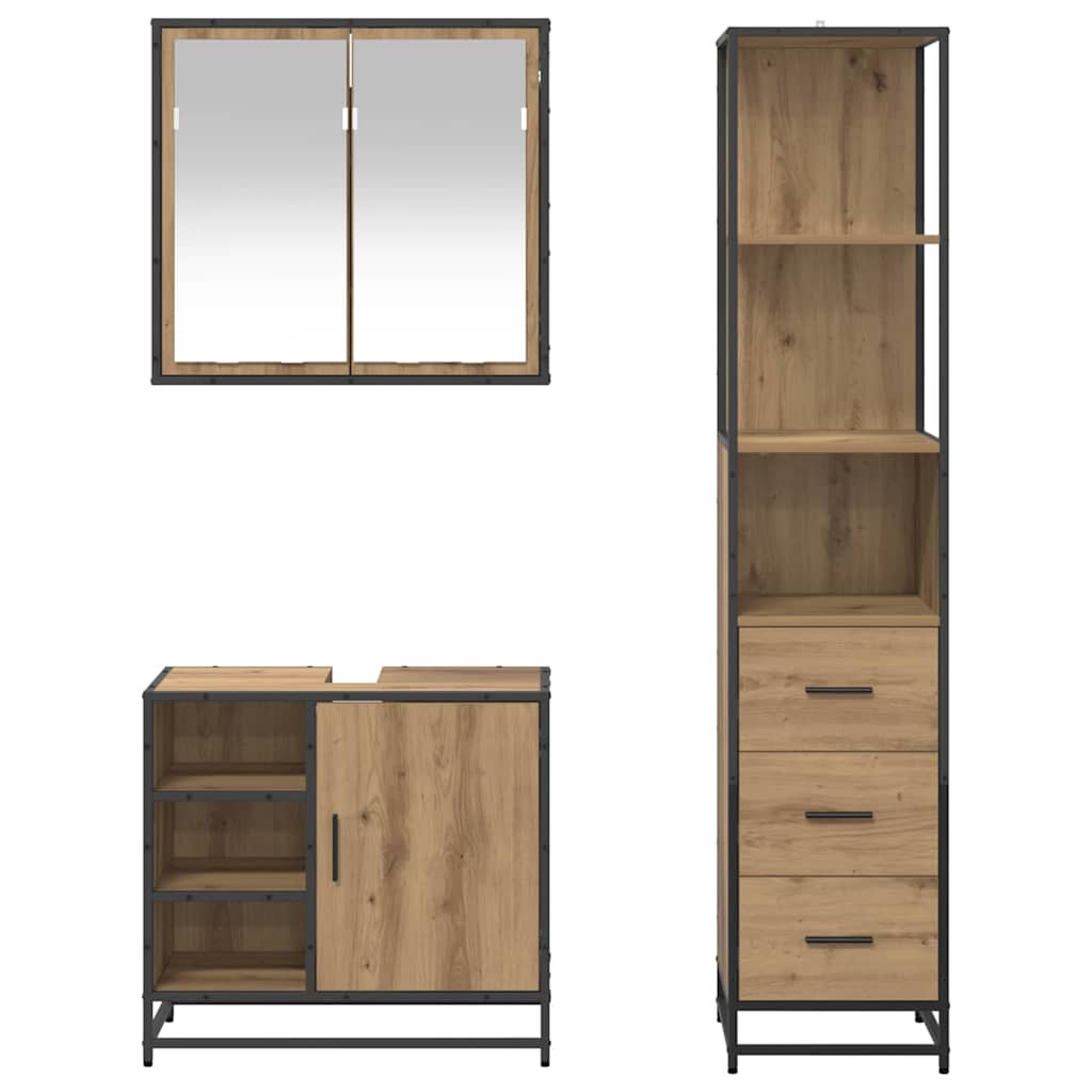 Set namještaja za kupaonicu s ladicama 3 pcs Umjetnički hrast