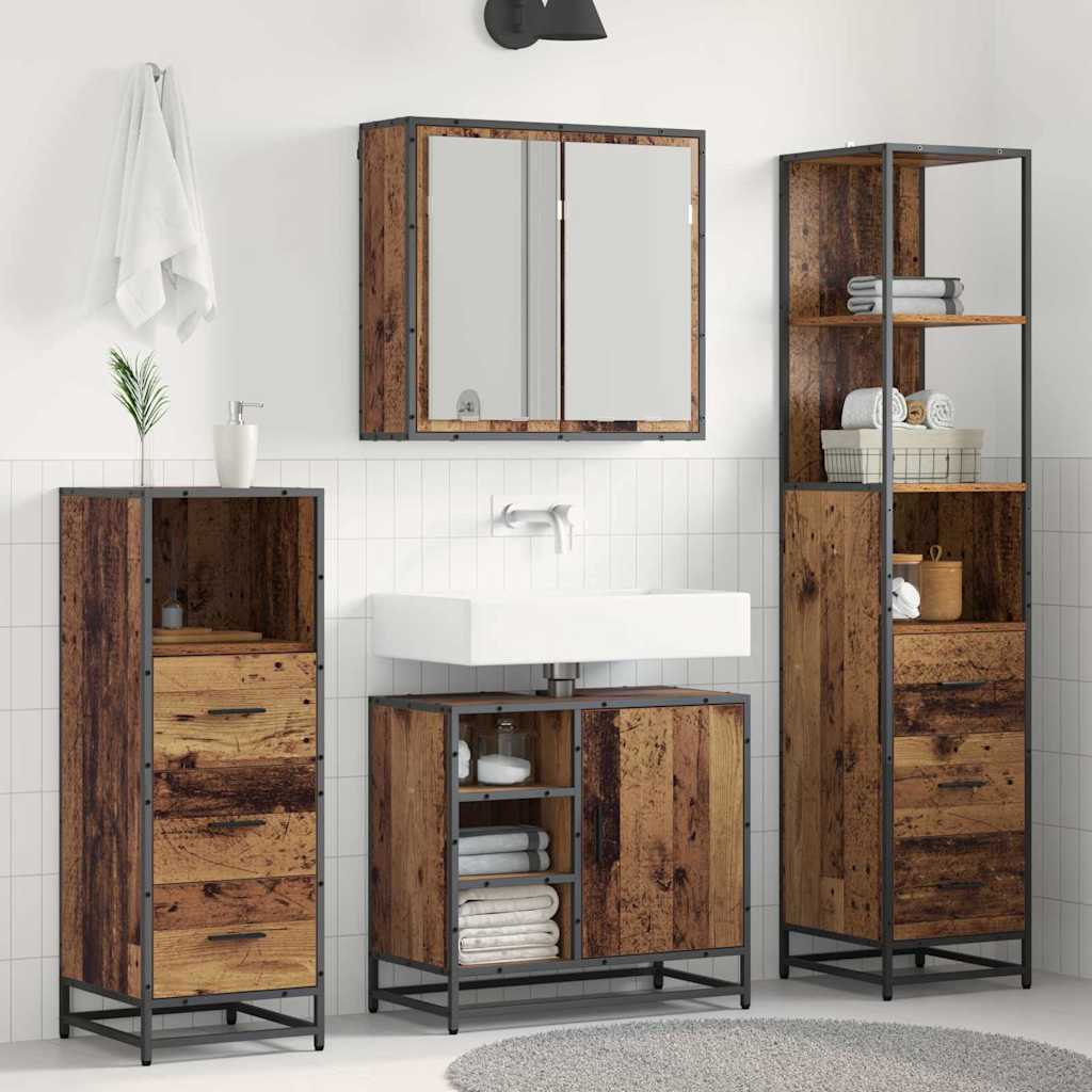 Set namještaja za kupaonicu 4 pcs Staro drvo Konstruirano drvo