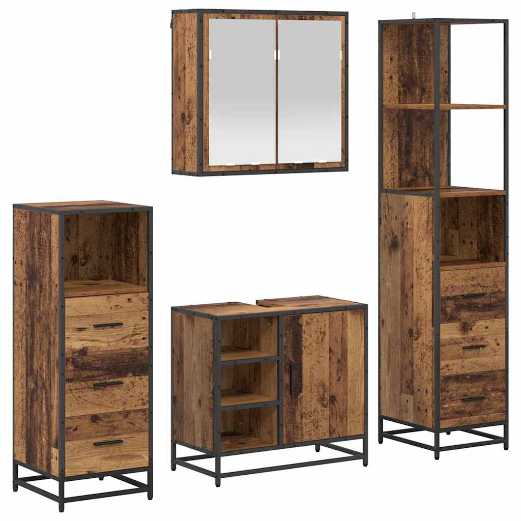 Set namještaja za kupaonicu 4 pcs Staro drvo Konstruirano drvo