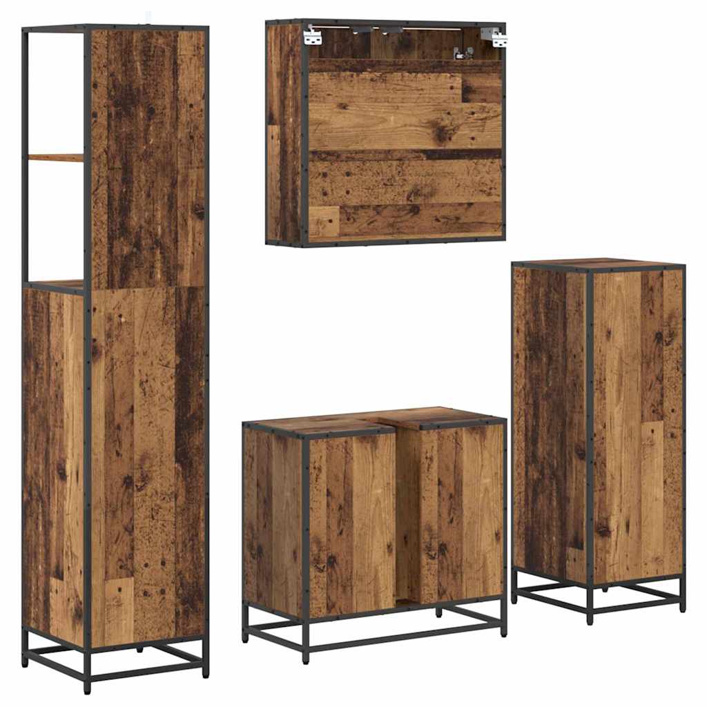 Set namještaja za kupaonicu 4 pcs Staro drvo Konstruirano drvo