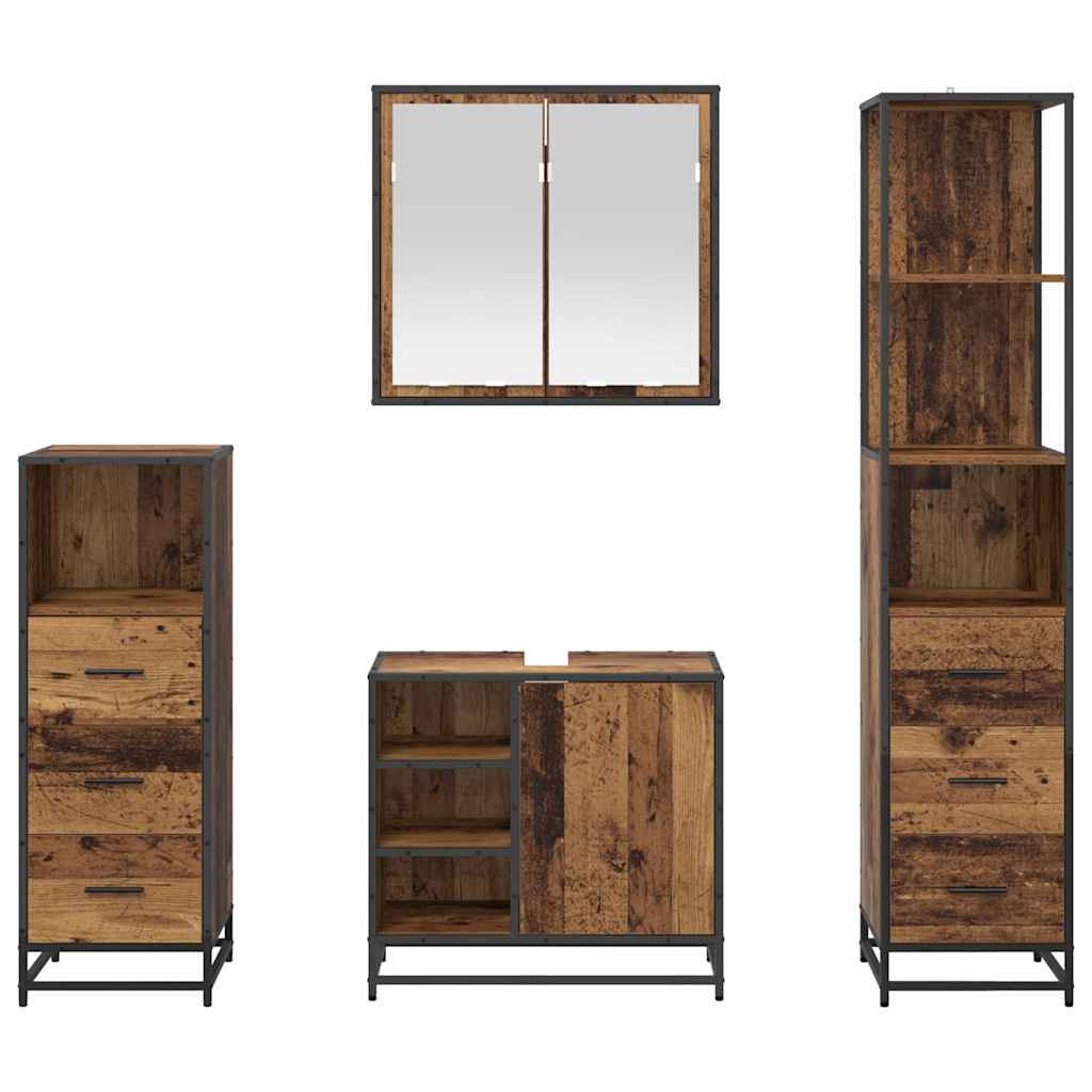 Set namještaja za kupaonicu 4 pcs Staro drvo Konstruirano drvo