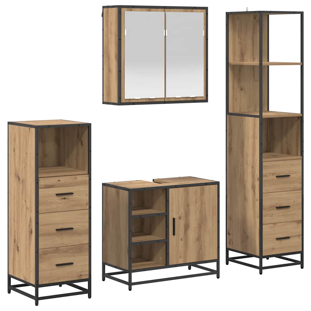 Set namještaja za kupaonicu s ladicama 4 pcs Umjetnički hrast