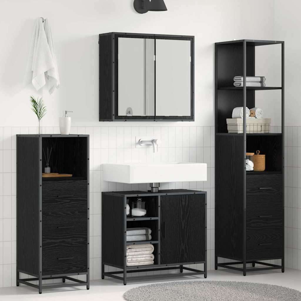 Set namještaja za kupaonicu 4 kom. Crni hrast 65 x 33 x 60 cm