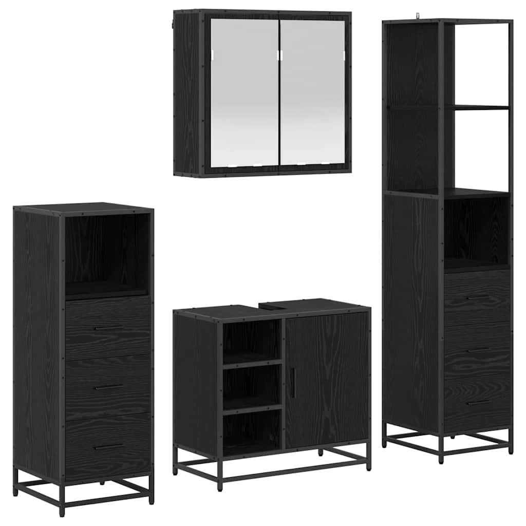 Set namještaja za kupaonicu 4 kom. Crni hrast 65 x 33 x 60 cm