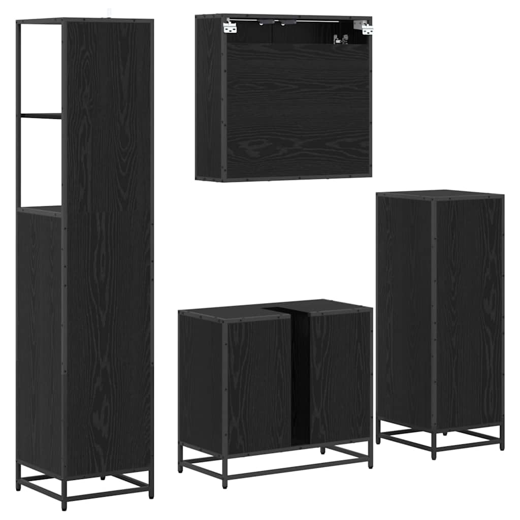 Set namještaja za kupaonicu 4 kom. Crni hrast 65 x 33 x 60 cm