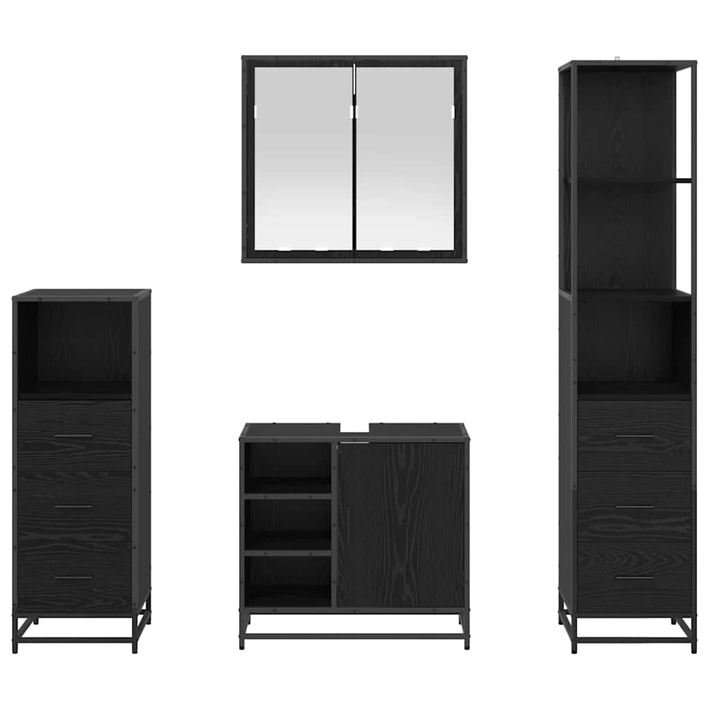 Set namještaja za kupaonicu 4 kom. Crni hrast 65 x 33 x 60 cm