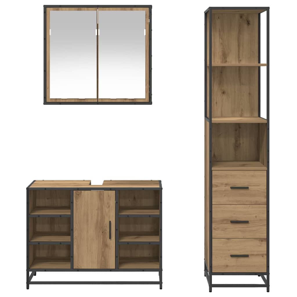 Set namještaja za kupaonicu s ladicama 3 pcs Umjetnički hrast