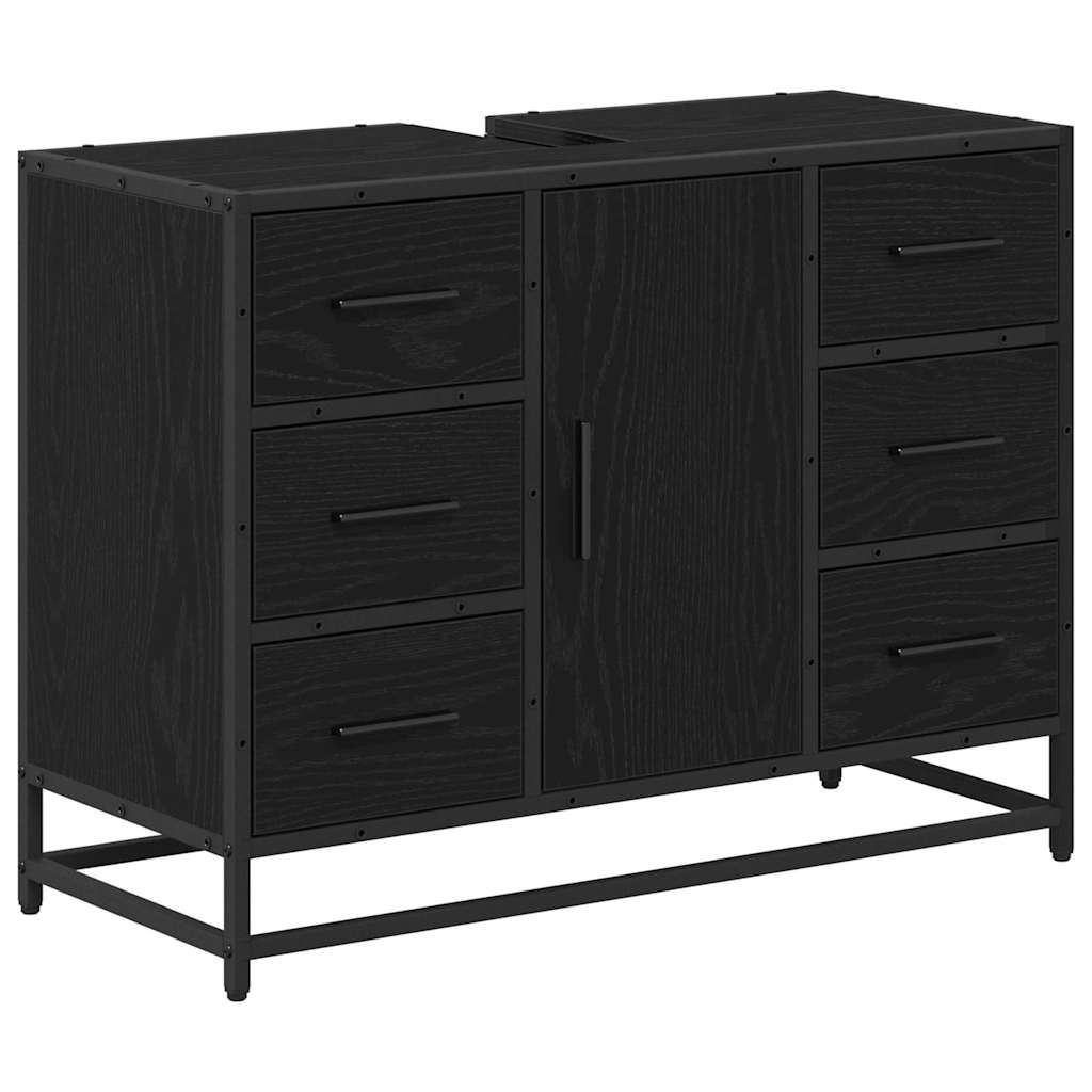 Set namještaja za kupaonicu 2 pcs Crni hrast Konstruirano drvo