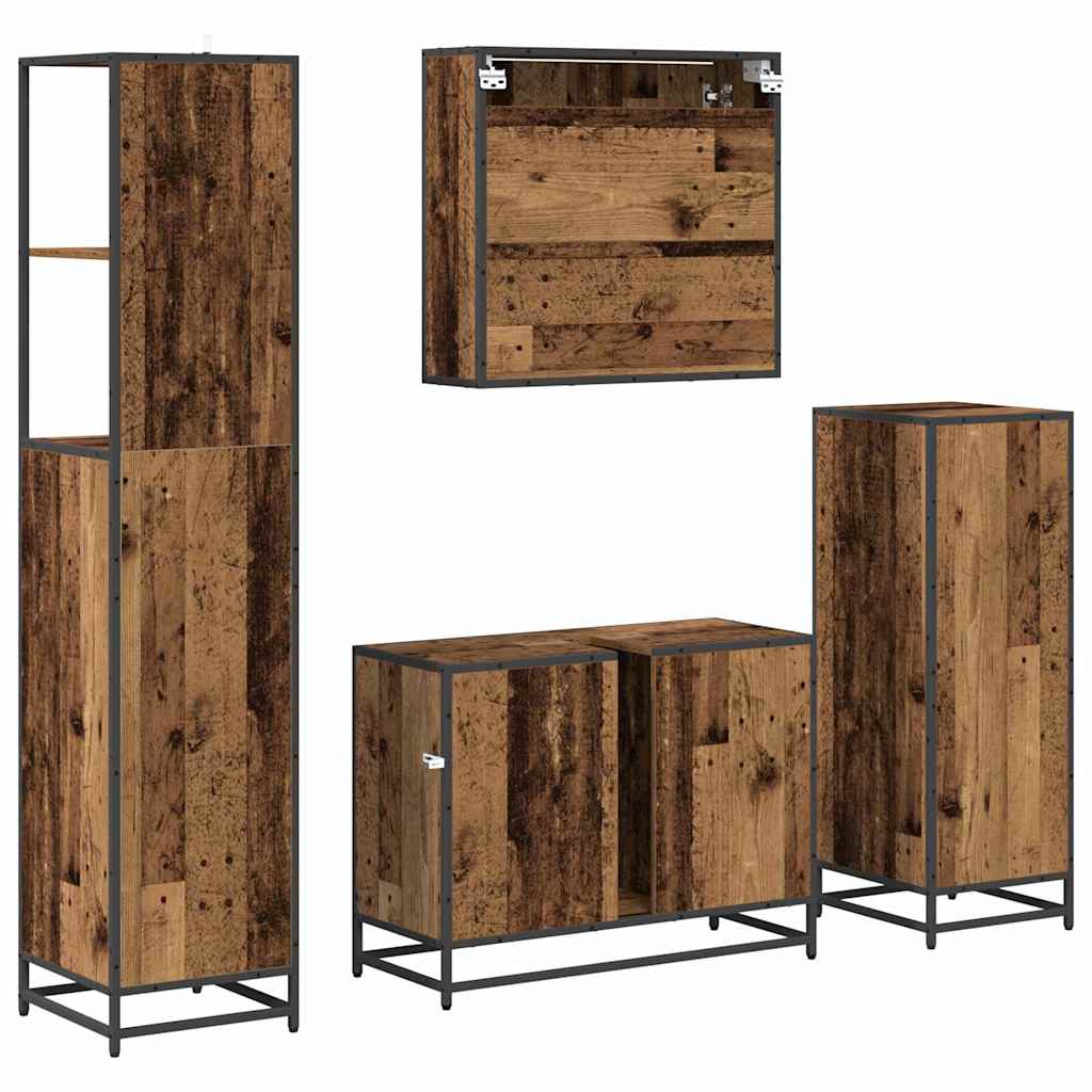 Set namještaja za kupaonicu 4 pcs Staro drvo Konstruirano drvo