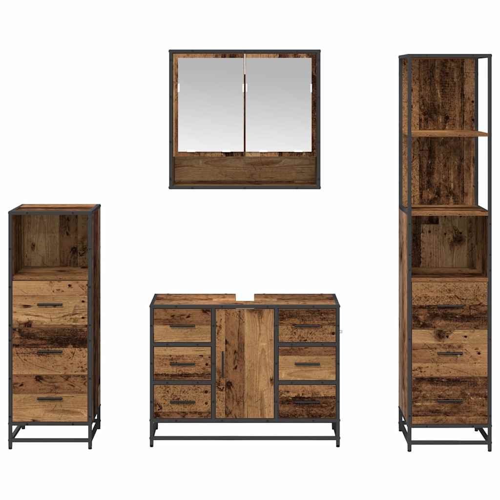Set namještaja za kupaonicu 4 pcs Staro drvo Konstruirano drvo